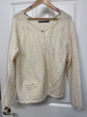 Gudrun Sjoden Soft Yellow Speckled Knit Wool Cardigan